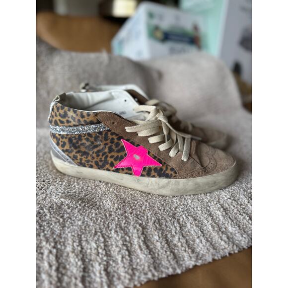 Golden Goose Mid Star Classics, size 39, leopard accents, pink star - Picture 12 of 13